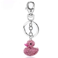 Funkelnder pinker Strass Enten Schlüsselanhänger mit silbernem Karabiner für Taschen - Rosarote Ente