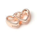 Polished rose gold double heart pendant for mesh band bracelet DIY jewelry - Rose Gold