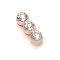 Three-stone rose gold bracelet charm with round white cubic zirconia inlay detail - Rose Gold