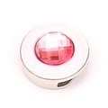 Stainless steel charm bead featuring a pink faceted crystal for DIY charm bracelets - Pink