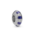 Makro-Detail von S925 Sterling Silber Charm-Perle mit blauer Emaille und Zirkon-Steinen - Blauer Emaille-Ring-Stil (6)