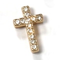 Ciondolo a croce dorato con cristalli bianchi scintillanti con montatura a pavé - Croce / Argento