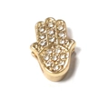 Ciondolo Mano di Fatima in finitura dorata con pavé di zirconi bianchi scintillanti - Mano di Fatima