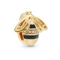 Biene-Charm-Anhänger in Goldoptik mit schwarzer Emaille und Zirkonia-Steinen - Biene Form (Gold)