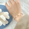 Bracelet minimaliste en or rose avec pendentif Lucky et breloque fille élégante - 15+5cm / Or rose