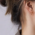 Pendientes minimalistas de gancho en forma de U de acero de titanio dorado pulido francés - Oro Rosa Par Pequeño