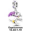 Pendentif Capricorne en argent avec émail violet et détails en pierre de zircon - Capricorne