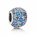 Perle de breloque DIY thème ciel étoilé avec cristaux bleus et finition argent - Charm Sphère Pavée Bleu et Blanc