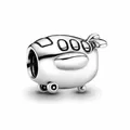 Silver-plated cartoon airplane charm bead for bracelets with detailed cockpit and wings - Cartoon Airplane Style (L0121039-2) / Antique Silver