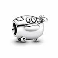 Silver-plated cartoon airplane charm bead for bracelets with detailed cockpit and wings - Cartoon Airplane Style (L0121039-2) / Antique Silver