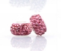 Pink crystal encrusted silver plated beads for DIY charm bracelet making - Normal Specification / Pink