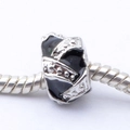 DIY-Silberlegierung-Charm mit schwarzer Emaille und Punkten auf einer Schlangenkette - Schwarz