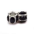 Facettierte schwarze Glasperlen mit versilberter Basis für DIY-Perlenarmbänder - Schwarz