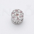 Silver bead charm with pink and clear crystals for DIY bracelet accessories - Pink(3)