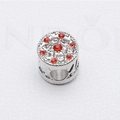 Charm en argent poli avec cristaux rouges et blancs pour bracelets personnalisés - Rouge (5)