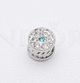 Charm en argent poli avec pierre bleue et zircons pavés pour bracelets de bijoux DIY - Bleu Lac (6)