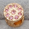 Charme DIY pour bracelets avec strass roses et relief de coeur en finition dorée - Or Pierre Rose (10)
