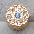 Charme rond doré avec pierre bleue et cœurs en cristal pour bracelets DIY - Or Pierre Bleue (14)