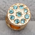 Perle charm dorée avec cristaux bleus scintillants pour bracelets personnalisés - Or Pierre Bleu Aqua (17)