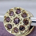 Breloque ronde dorée avec pierres violettes et cœurs pour bijoux DIY créatifs - Or Pierre Violette (Violet)