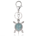 Silberner Schildkröten Schlüsselanhänger mit hellblauen Kristallen für Taschen - Silberne Schildkröte Hellblau Strass (#2)