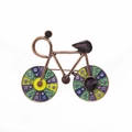 Vintage bronze bicycle brooch with purple crystals and colorful enamel details - Bicycle Brooch