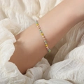Pulsera de acero de titanio dorado con cuentas de esmalte de colores en cadena fina - Pulsera Multicolor / Dorado