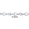 Detail showing 9.5mm heart and diamond-shaped link chain in polished stainless steel - Steel Color Handmade Heart Square Link Chain / 9.5mm