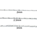 Polierte Mobius-Edelstahlketten in 2mm, 2,5mm und 3mm Breite für DIY-Schmuckstuecke - 2.0mm / Silberne Twist-Kette