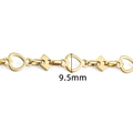 Golden heart and diamond-shaped link chain in stainless steel with 9.5mm wide links - 18K Gold Color Handmade Heart Square Link Chain / 9.5mm