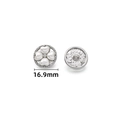Detailansicht 16,9mm Silberknöpfe mit Perlen und floralem Strassdesign für Kleidung - Herz Perle Stil / 16,9 mm