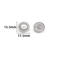Eleganter silberner ovaler Manschettenknopf mit Perleneinlage und Kristallrand, 17,5 mm - Ovaler Perlen-Stil / 17.5mm