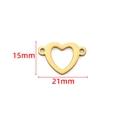 Gouden roestvrijstalen hartverbinder voor DIY-sieraden maken met 21mm breedte - 15x21mm / 18K Goud
