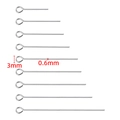 Macro detail of silver stainless steel eye pins for jewelry DIY in various lengths - 0.6x13.5mm / Silver Color (Eye Pin)