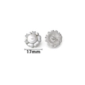 Eleganter 17mm silberner Blumenknopf mit zentraler Perle und funkelnden Strasssteinen - Strass-Perlen-Stil / 17mm