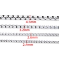 Stainless steel square box chain in four widths: 2.4mm, 2.6mm, 3.2mm and 4.5mm - 2.4mm / Steel