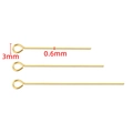 Vacuum plated gold 0.6mm stainless steel eye pins for DIY jewelry making and beading - 0.6x20mm / 18K Gold Color (Eye Pin)