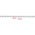 Bright silver stainless steel DIY chain with 3mm x 4.5mm rectangular links - Rolo Link Chain (3mm) / Steel