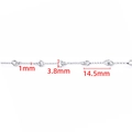 Polished stainless steel bar link chain with 1mm diameter and 14.5mm segment length - 1x3.8x14.5mm / Steel Color Embossed Pin Chain