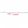 Polished 1mm silver stainless steel DIY chain with 12.5mm long bar links for jewelry - Embossed Straight Rod Chain (B1024) / 1x12.5mm