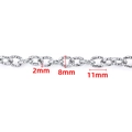 Strukturierte Edelstahl-Gliederkette mit 2x8x11mm Abmessungen für DIY-Schmuck - Oval Eingekerbte Kette / Stahlfarben