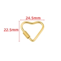 Detailed view of a gold heart-shaped carabiner screw lock with 24.5mm x 22.5mm dimensions - Heart Screw Lock / 22.5x24.5mm / Gold