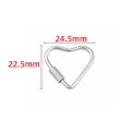 Stainless steel heart shaped screw lock jewelry clasp with textured grip 24.5mm x 22.5mm - Heart Screw Lock / 22.5x24.5mm / Steel