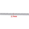 Detailed 2.7mm silver stainless steel wheat chain with high-polish metallic finish - Medium Style / Steel