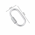 Silver stainless steel oval screw clasp connector 25x13mm with knurled locking detail - Oval Screw Lock / 13x25mm / Steel