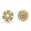 16mm goldener Blumenknopf mit Barockperle und Kristallbesatz für Pullover - Gold Strass Runder Stil / 16mm