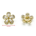 Goldene Blumenknöpfe mit weißen Perlen und Strasssteinen in 18,5 mm für DIY-Mode - Gold Blumen Stil / 18.5mm