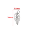 Pendentif cornet de glace en argent poli avec texture réaliste pour la création de bijoux - 7.8x18mm / Acier