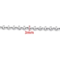 DIY silver stainless steel zircon disc chain 3mm width for necklace and glasses - 3mm / Steel