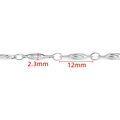 Silver stainless steel zircon chain 2.3mm width with 12mm elongated oval links - Pea Chain / 2.3x12mm / Steel